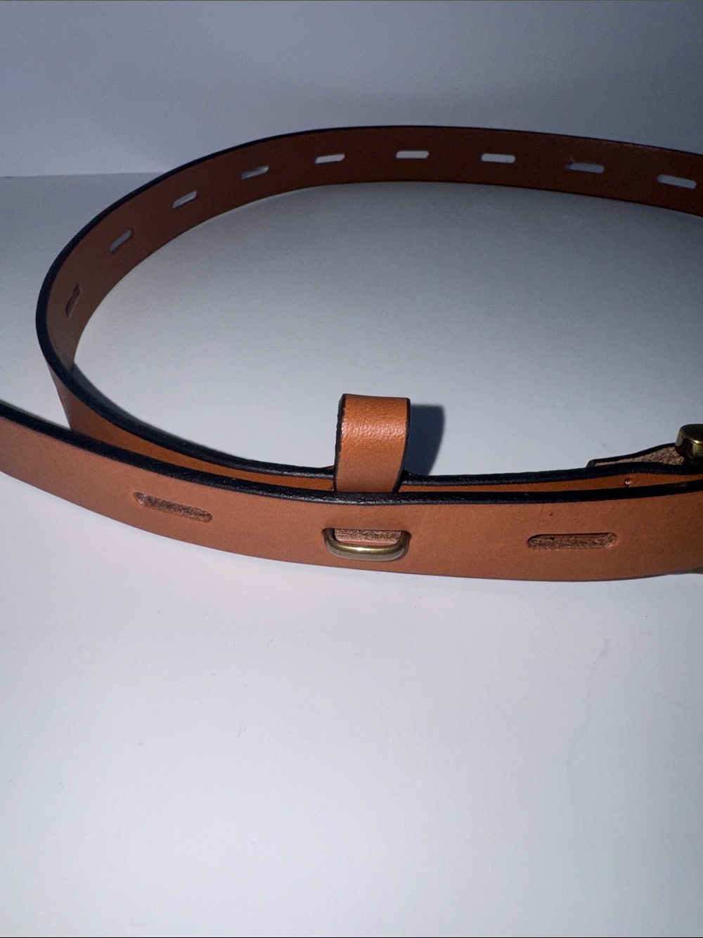 Madewell Adjustable Leather Belt Perforated Tan Western Minimalist M - Picture 5 of 7